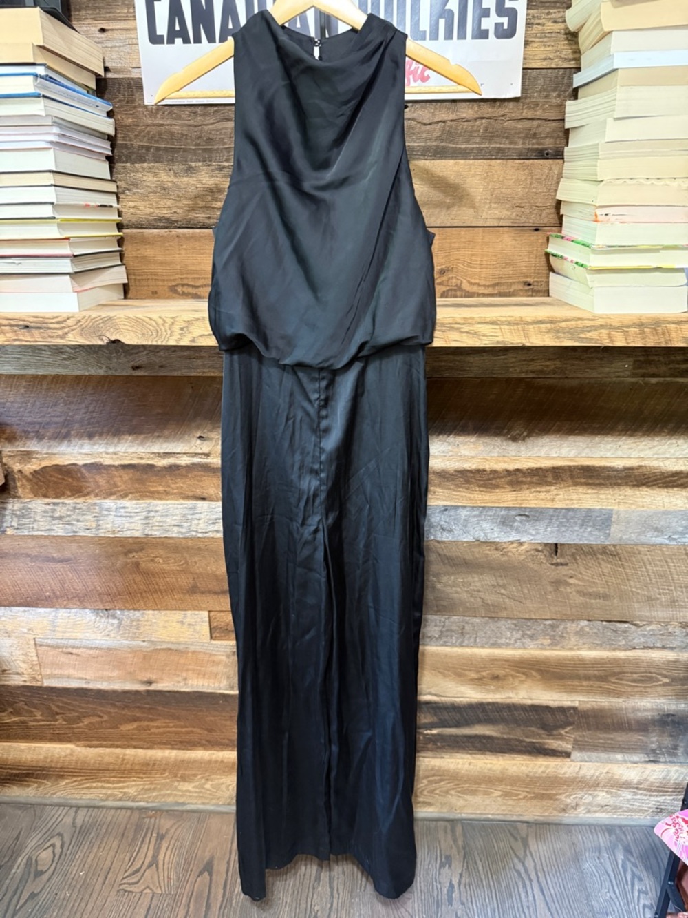 Sleeveless Black Satin Jumpsuit